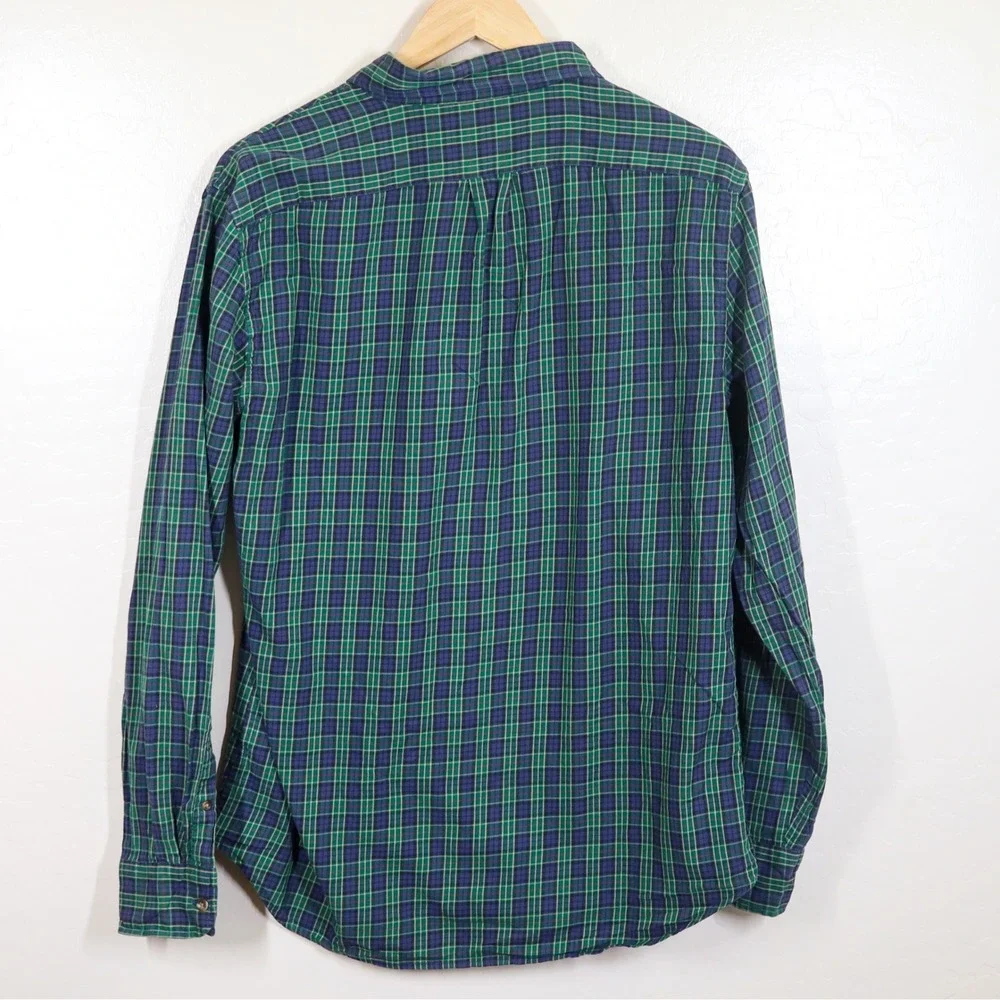J. Crew Mens Slim Fit‎ Brushed Twill Plaid Button Down Shirt Size M Green Navy